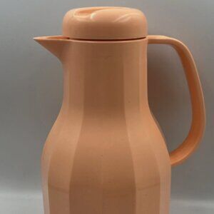 Retro Peach Coloured Thermos Flask Height 11 Vintage Vgc